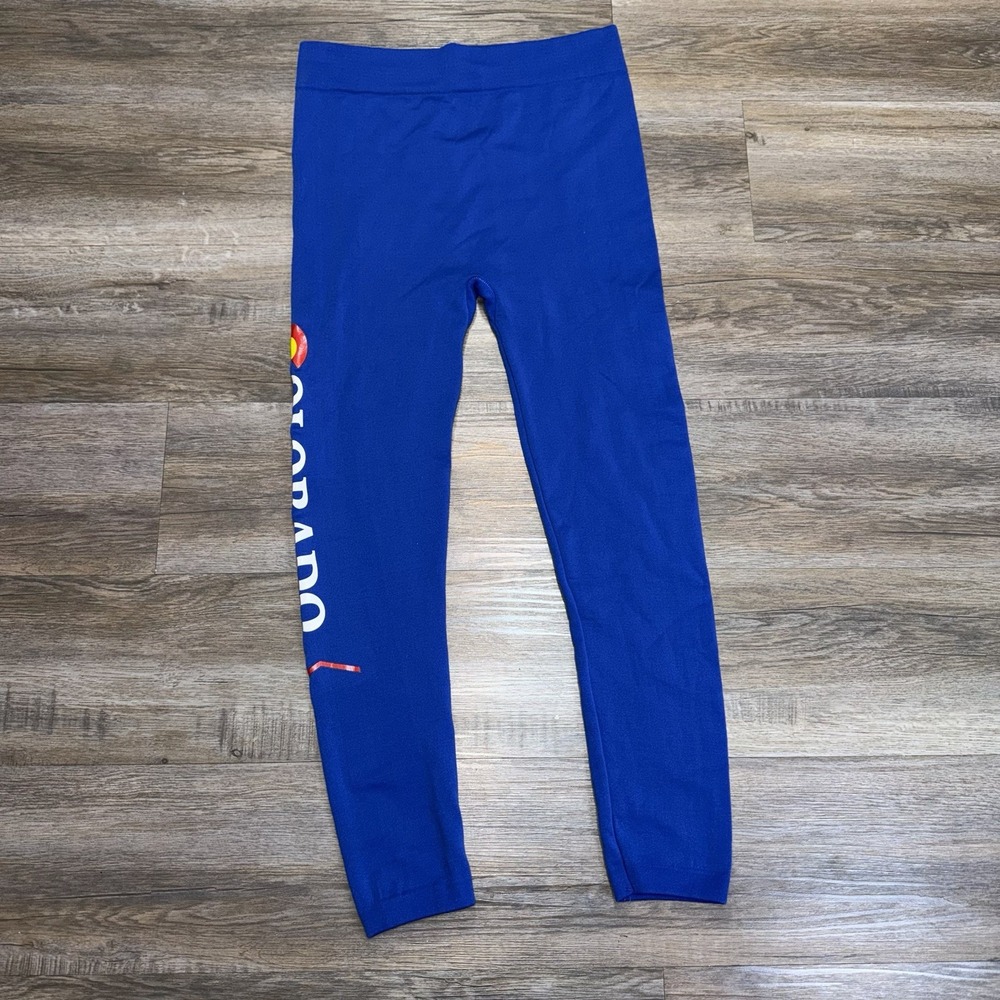 Gold Medal Royal Blue Colorado Leggings Womens L/XL "Colorado" Spell-Out